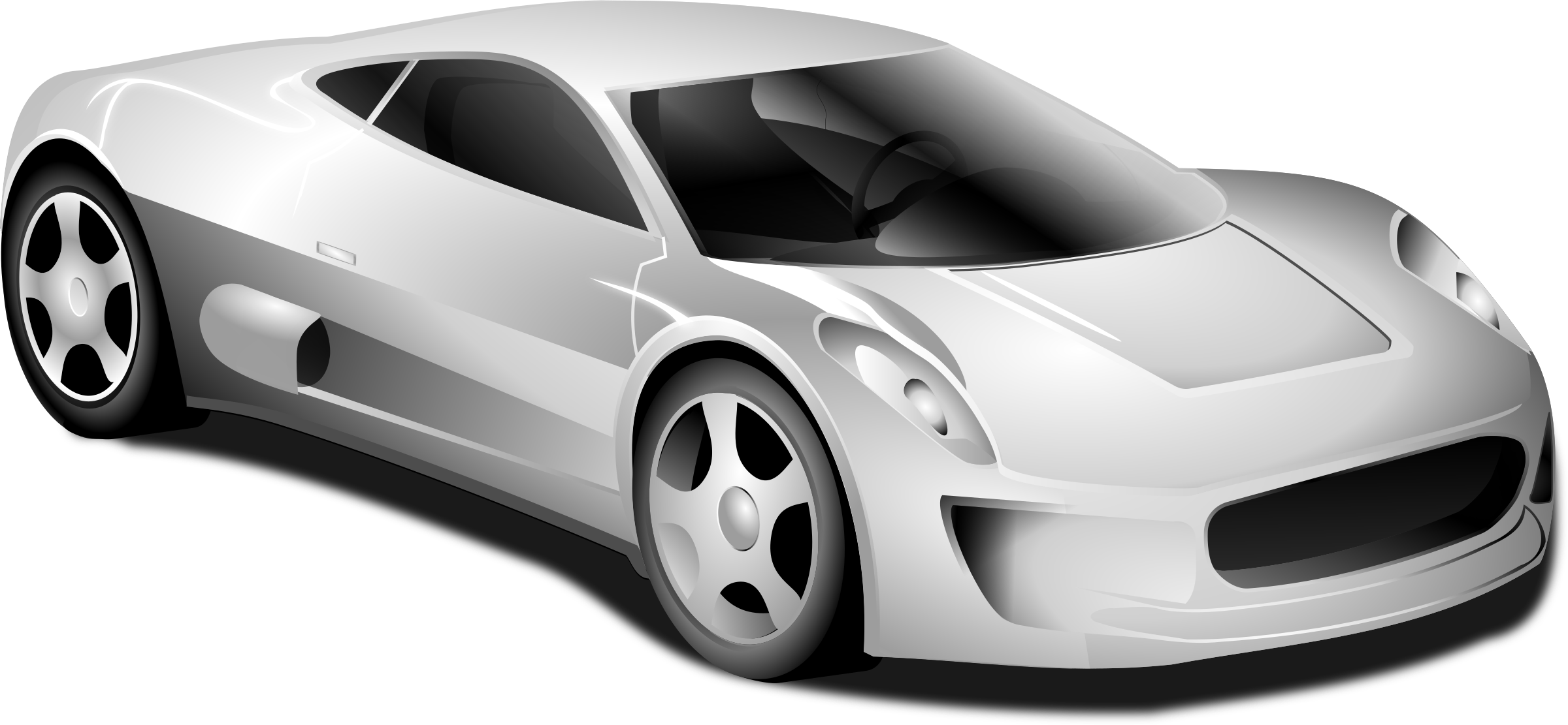 White Sports Car Illustration PNG with transparent background