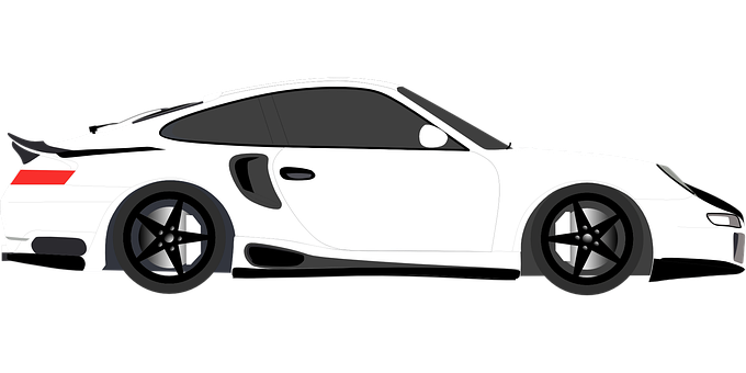 White Sports Car Vector Illustration PNG image with a transparent background, free high-resolution download
