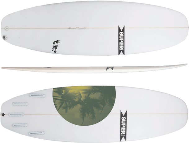 White Surfboardwith Palm Tree Design