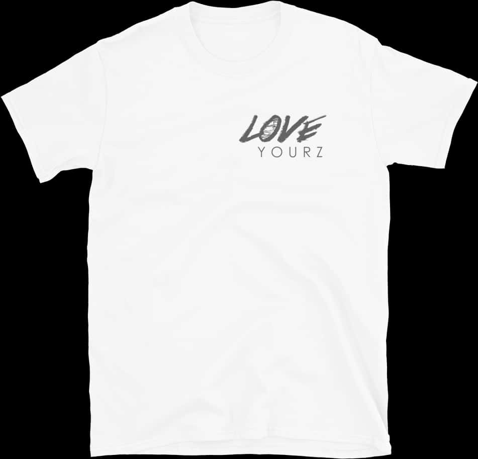 White T Shirt Love Yourz Graphic PNG with transparent background
