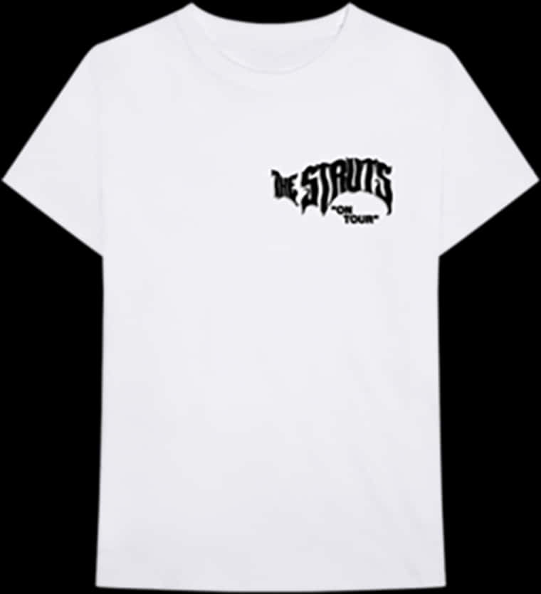 White T Shirtwith Black Graphic Print PNG with transparent background