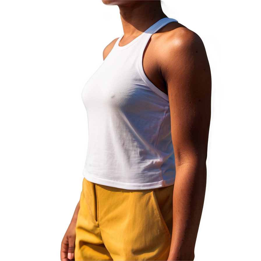 White Tank Top With Side Slits Png Aqe