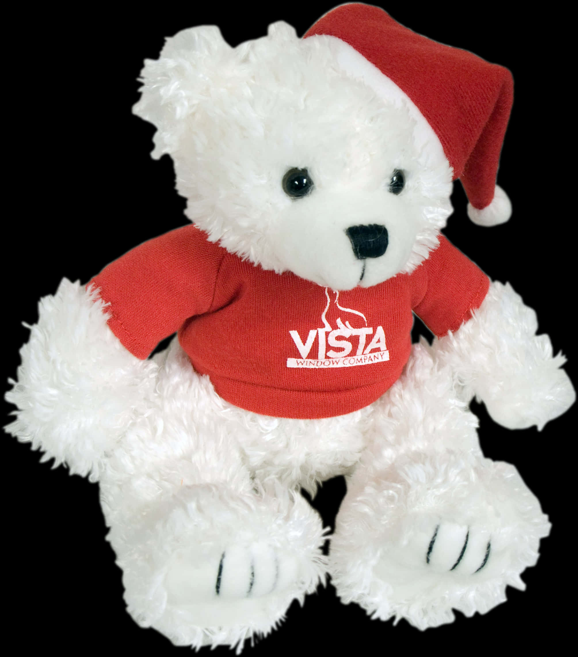 White Teddy Bear Red Shirt Santa Hat