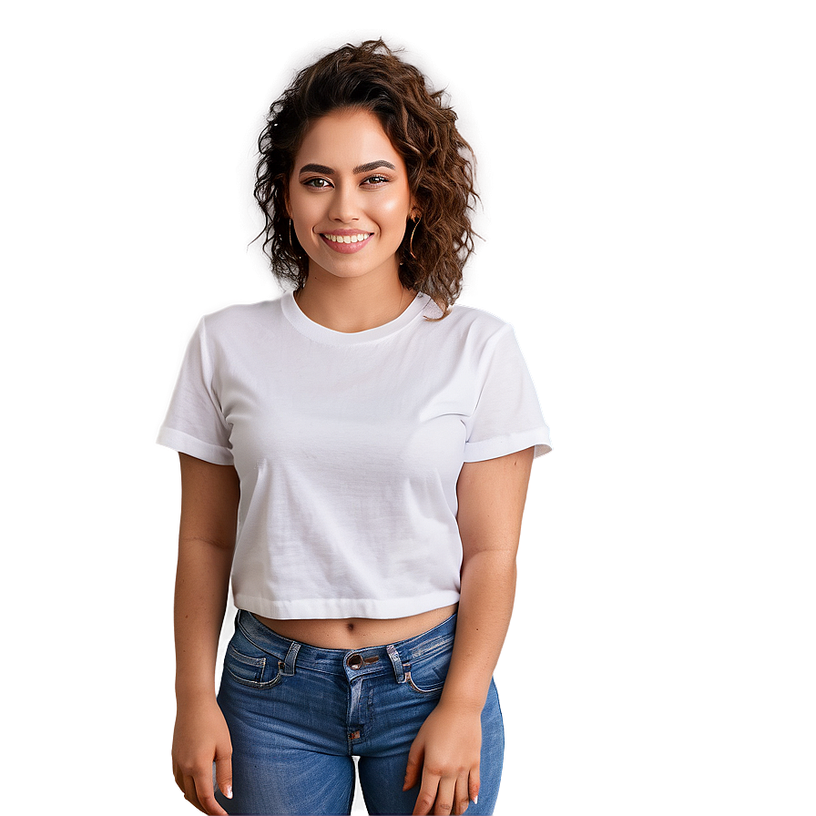 White Tee On Model Png 06272024