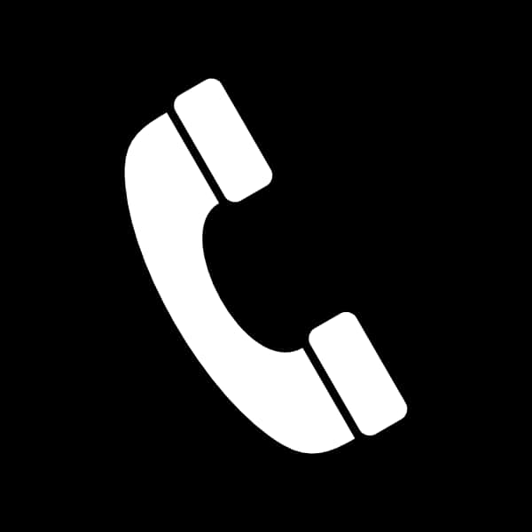 White Telephone Icon Black Background