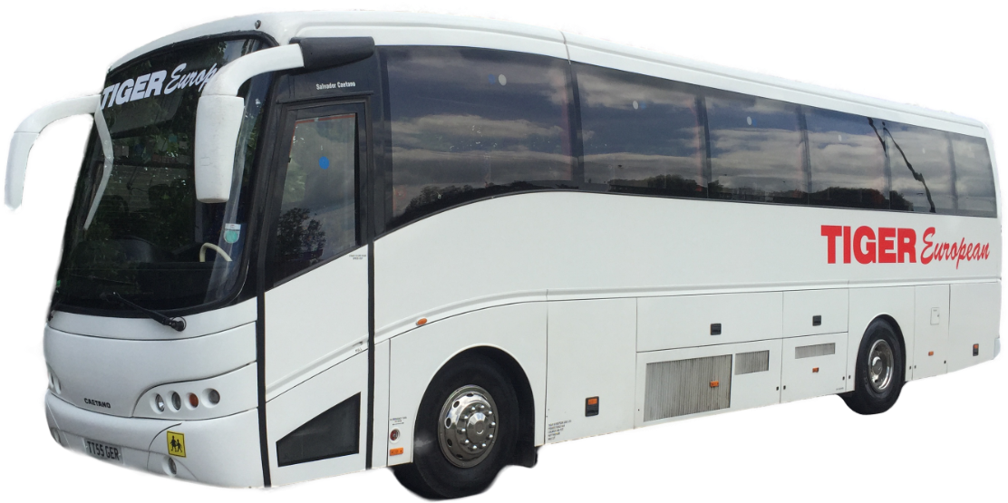 White Tiger European Tour Bus PNG with transparent background