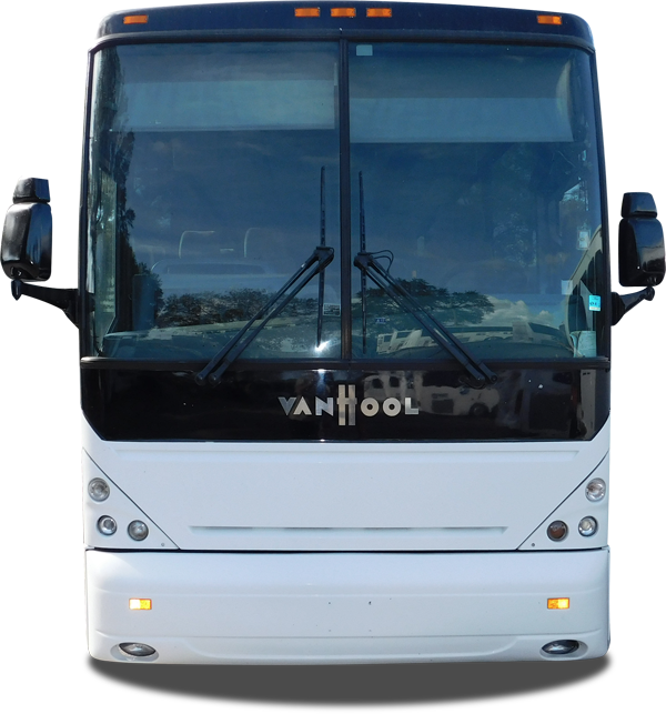 White Tour Bus Front View PNG with transparent background