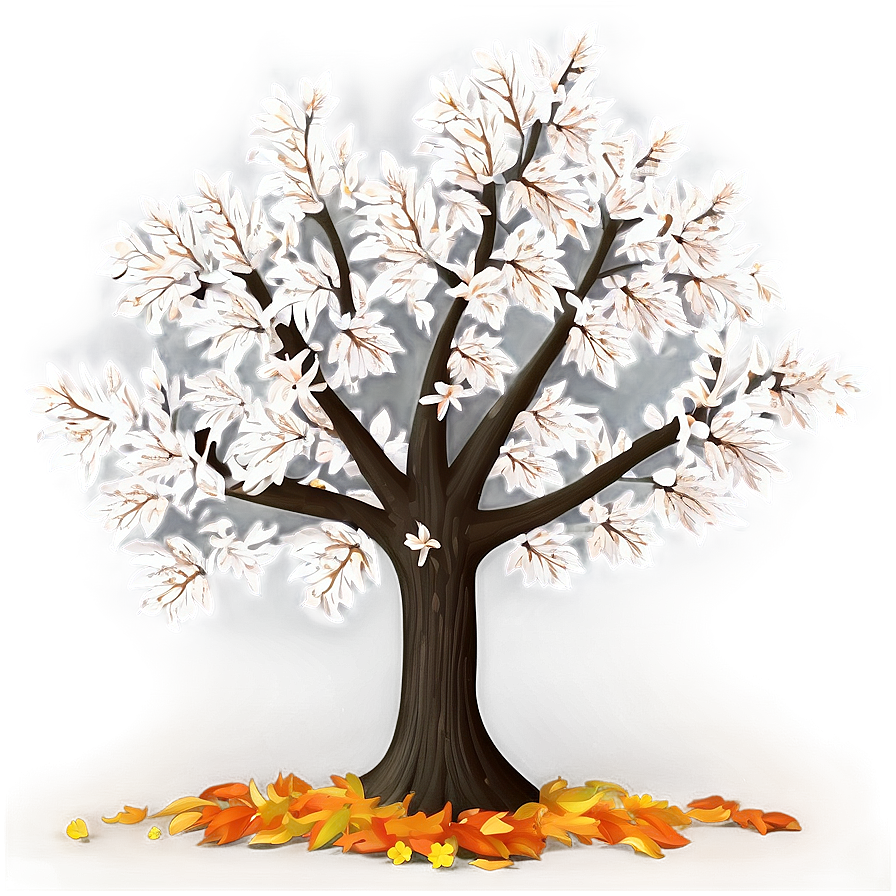 White Tree In Autumn Contrast Png Aiw55