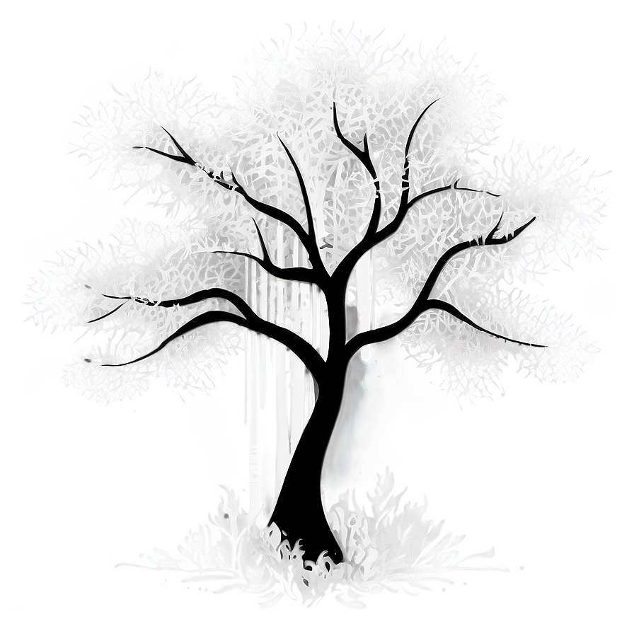 White Tree In Mist Illustration Png 88