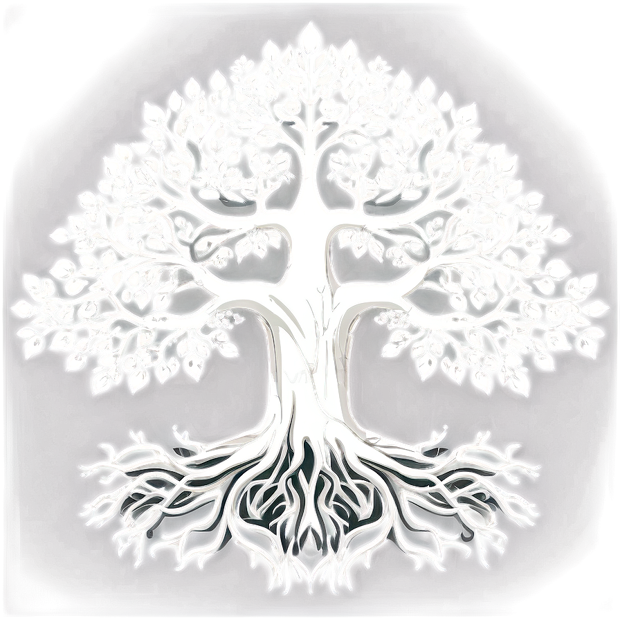 White Tree With Roots Vector Png 06252024