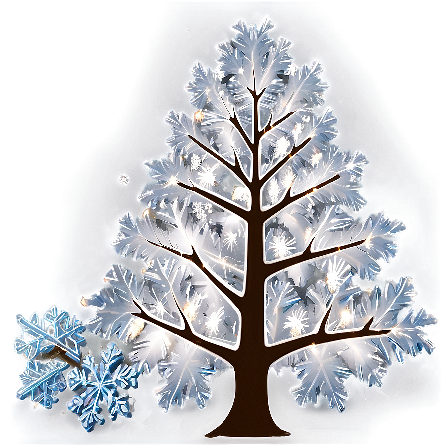 White Tree With Snowflakes Png Bgg