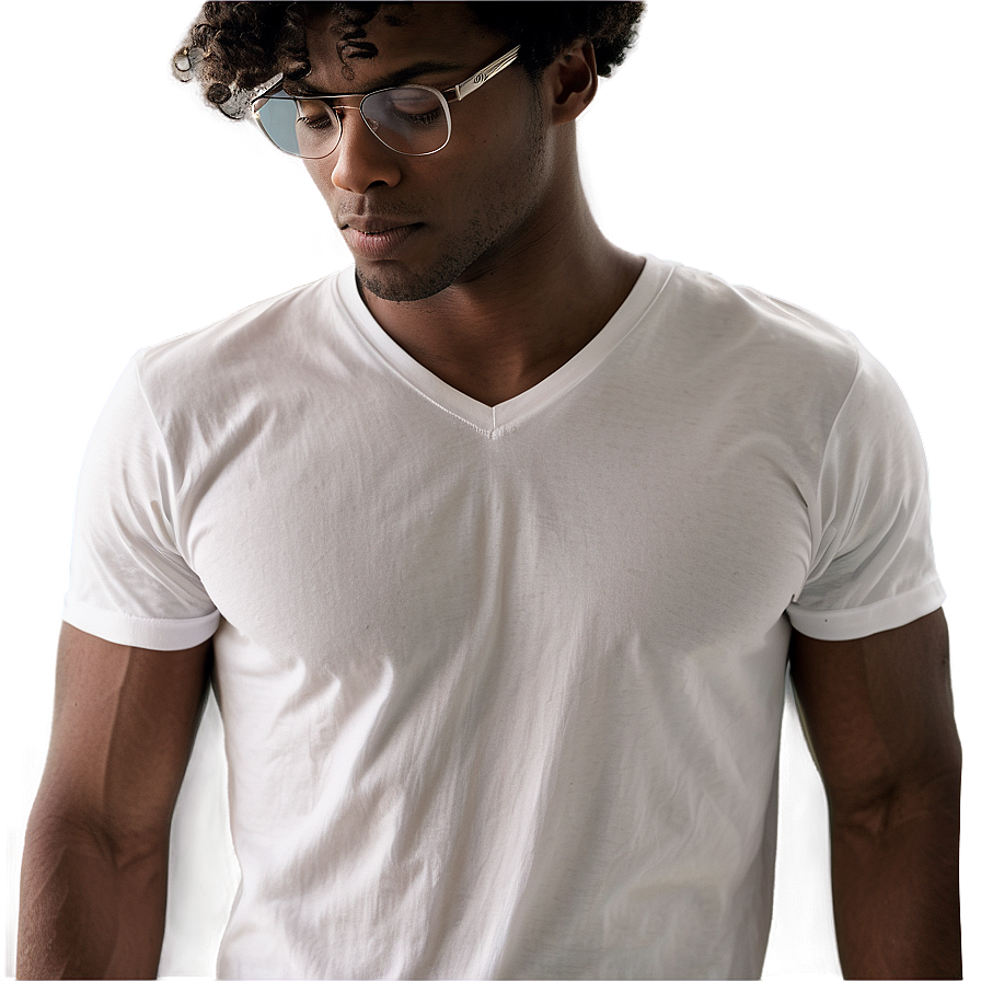 White V-neck T-shirt Png Yaa