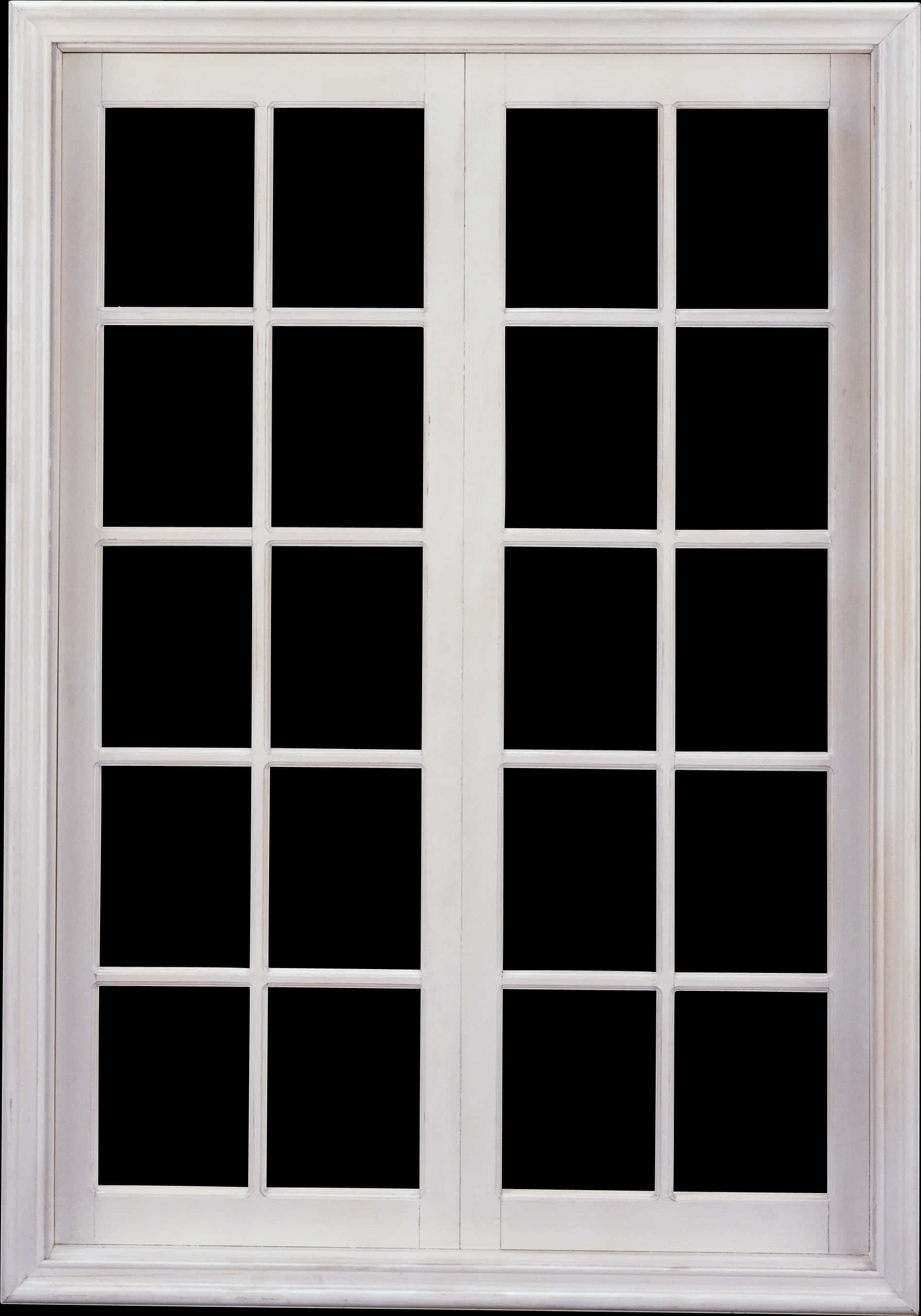 White Window Frame Black Background