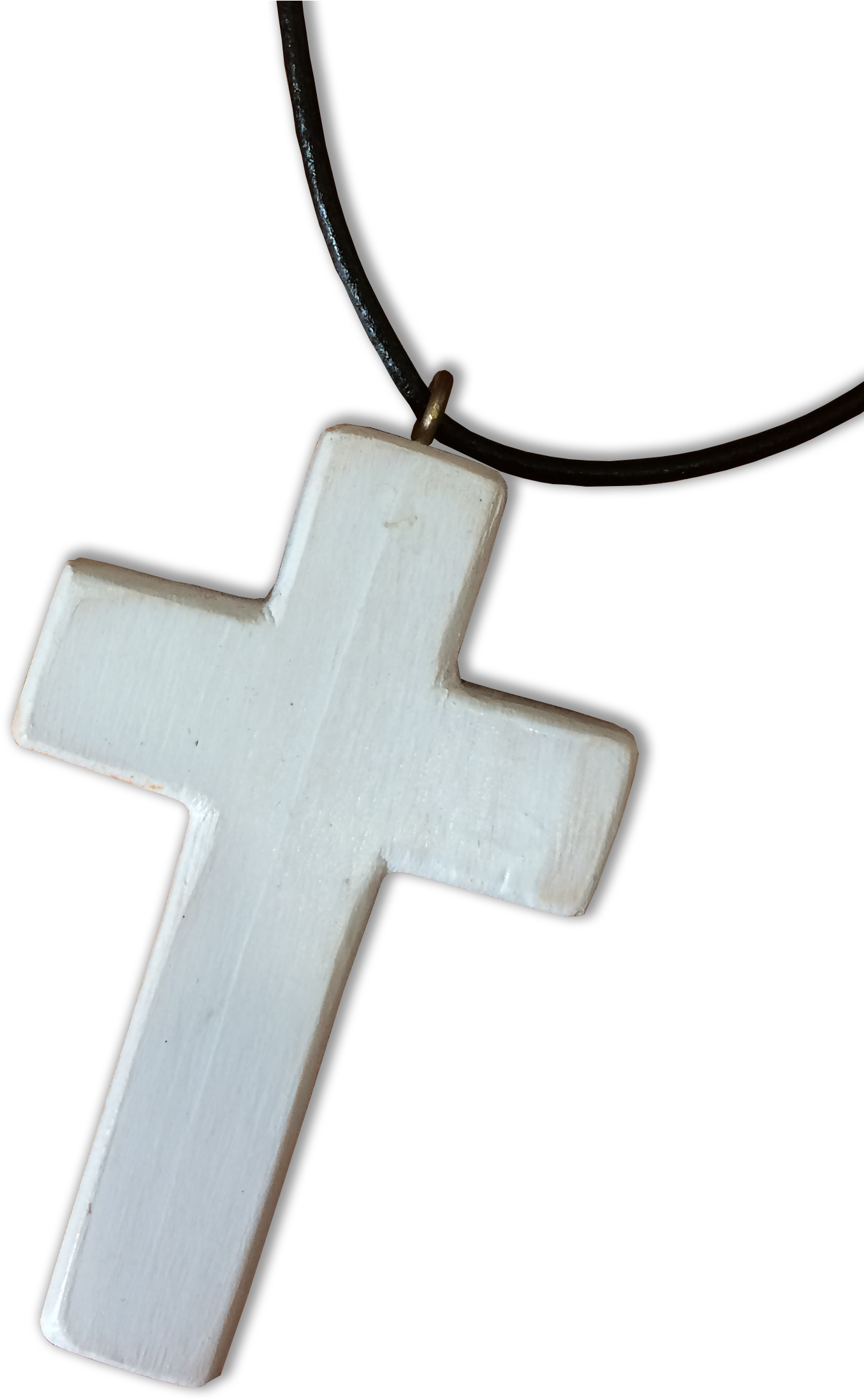 White Wooden Cross Pendant