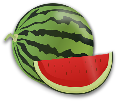 Whole Watermelonand Slice Graphic PNG with transparent background