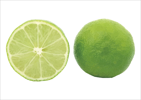 Wholeand Halved Lime