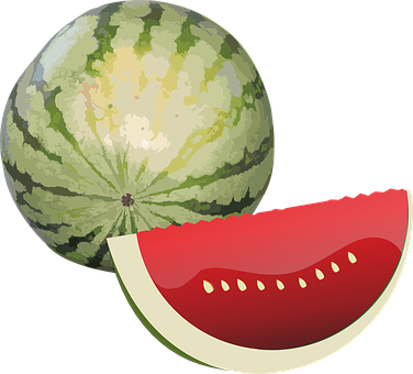 Wholeand Sliced Watermelon Illustration PNG with transparent background