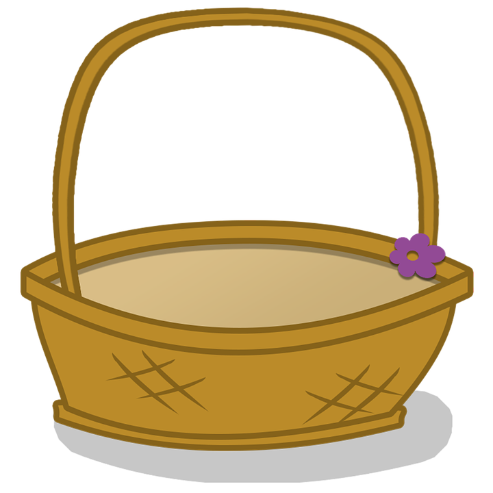 Wicker Basket With Flower Decoration PNG with transparent background