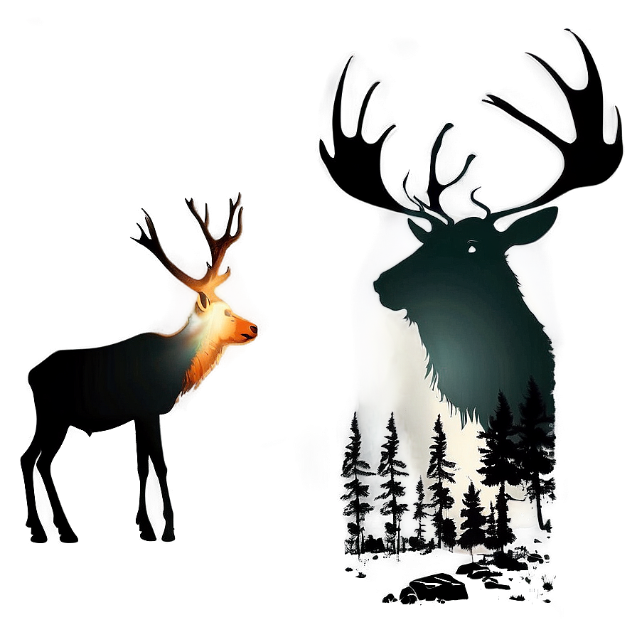 Wild Caribou Silhouette Png Akn36