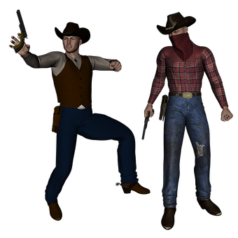 Wild West Duel3 D Render PNG with transparent background