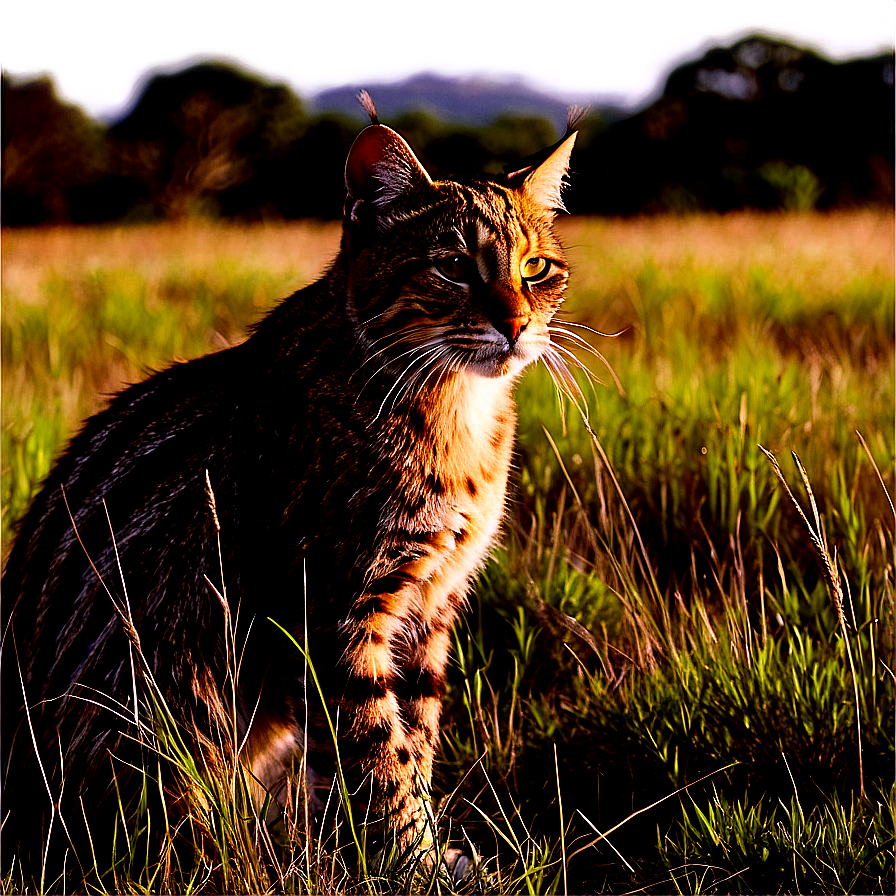 Wildcat In Grassland Png Pjn6