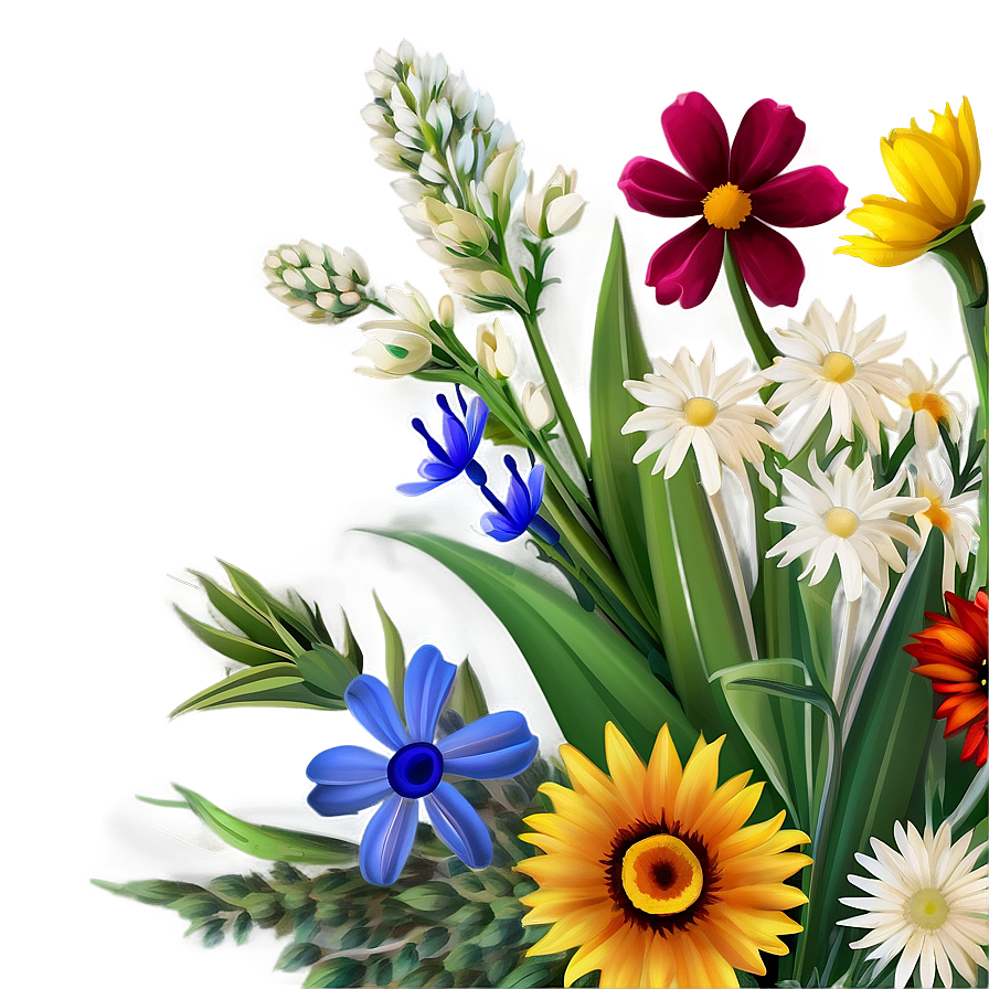 Wildflower Bouquet Closeup Png Iva