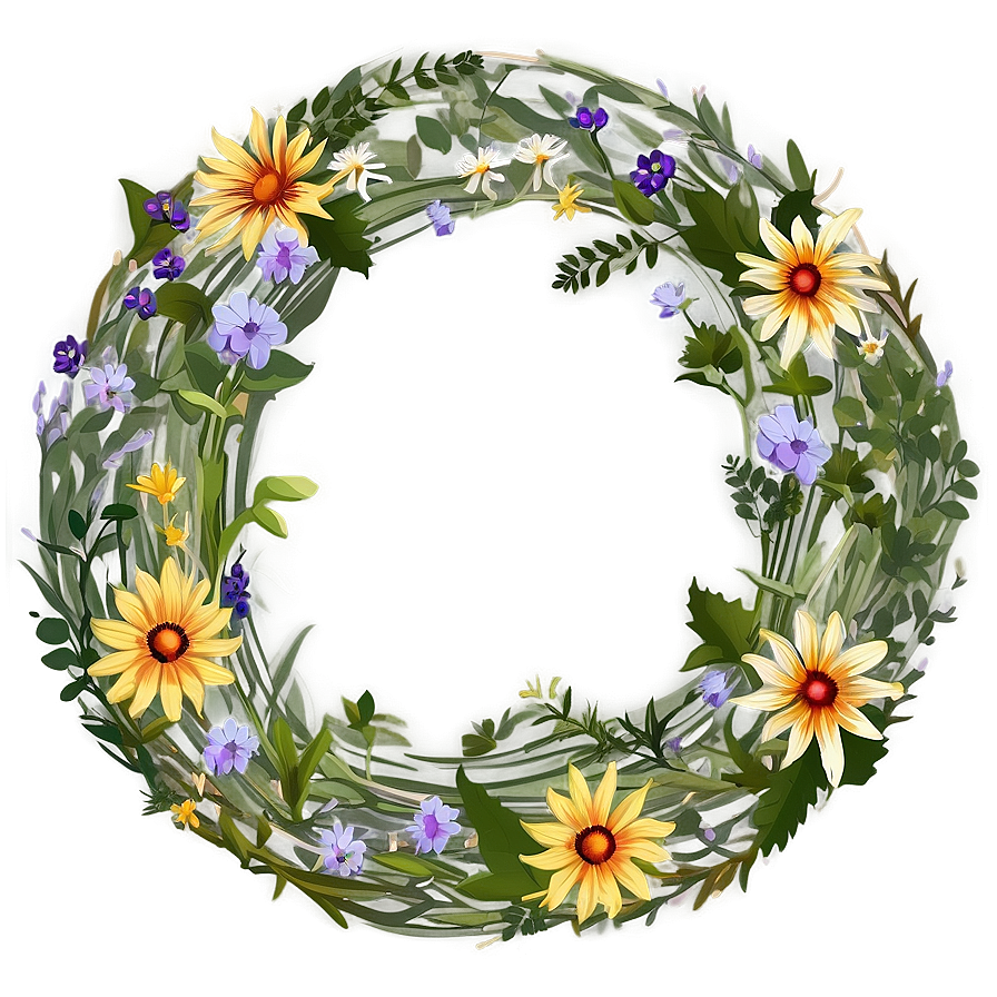 Wildflower Meadow Wreath Png 05242024