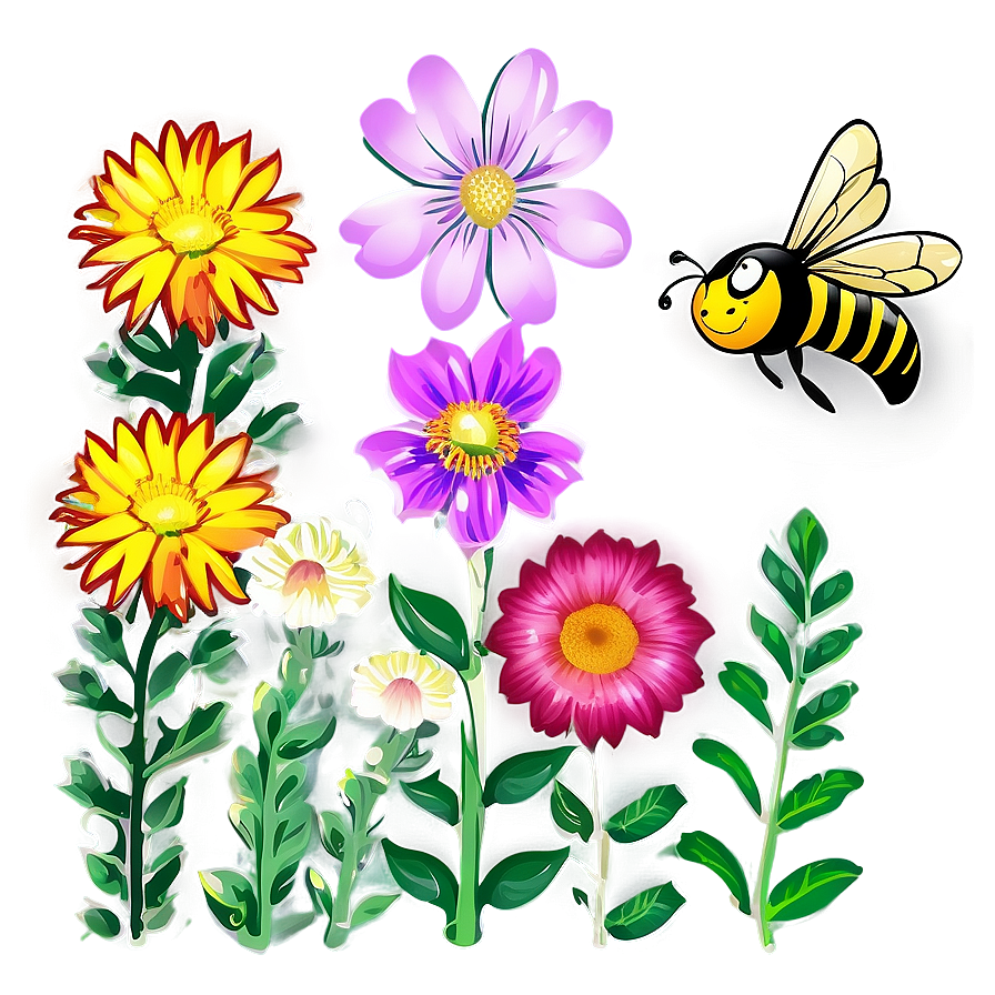 Wildflowers and Bees PNG neu17 PNG with transparent background