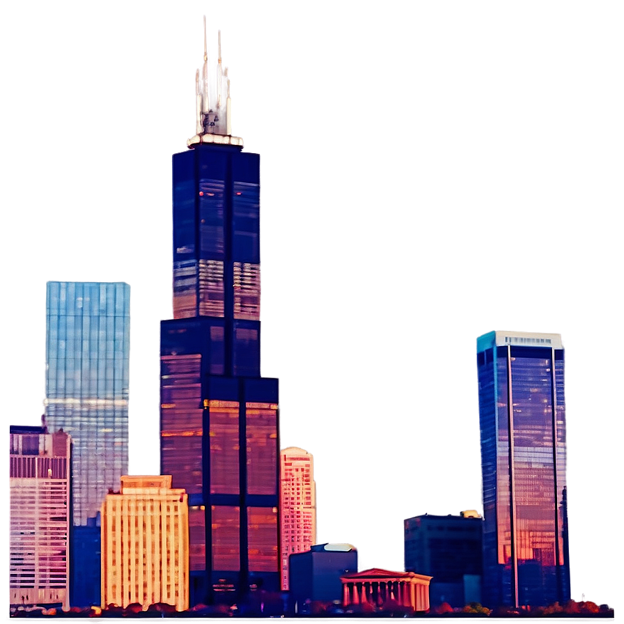 Willis Tower Vibrant Sunset Png 63