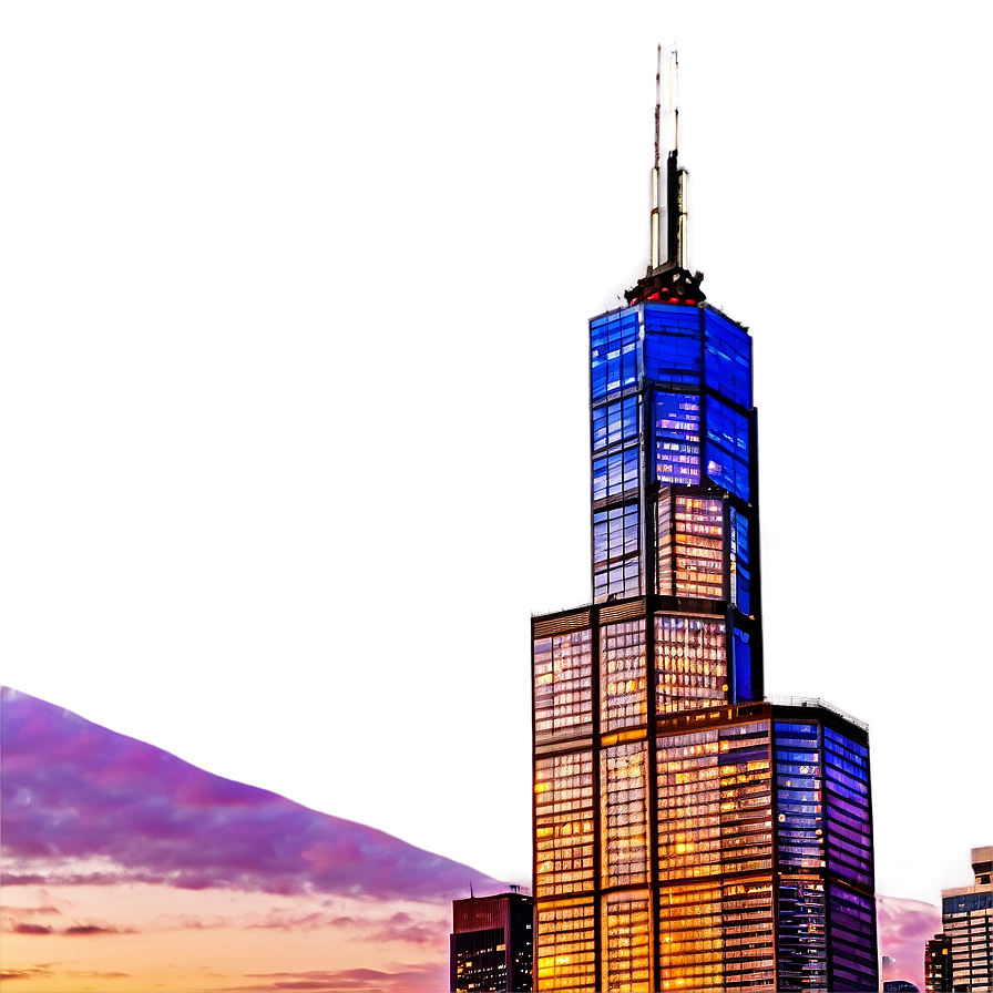 Willis Tower Vibrant Sunset Png Jds72