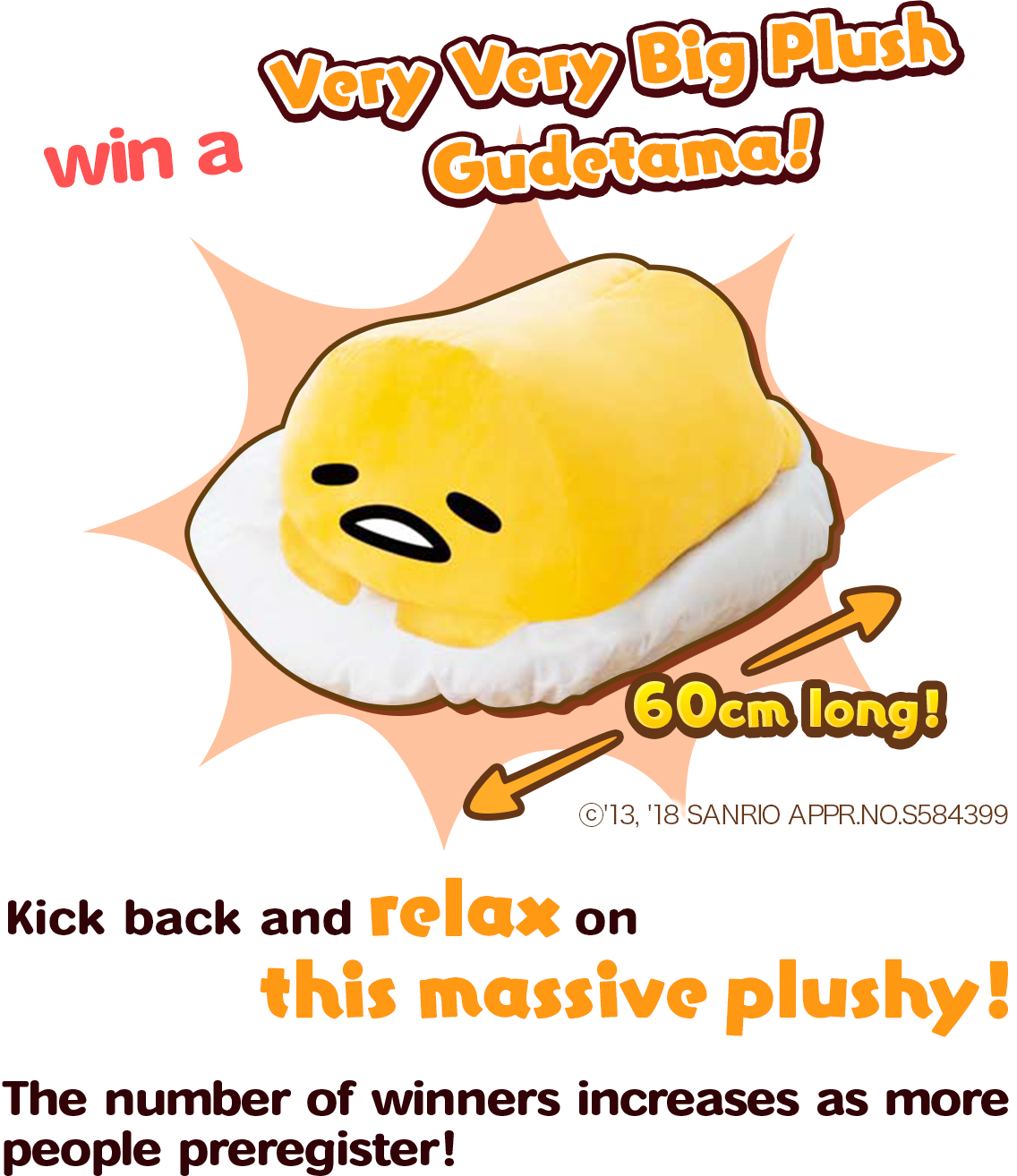 Wina Giant Gudetama Plush Advertisement