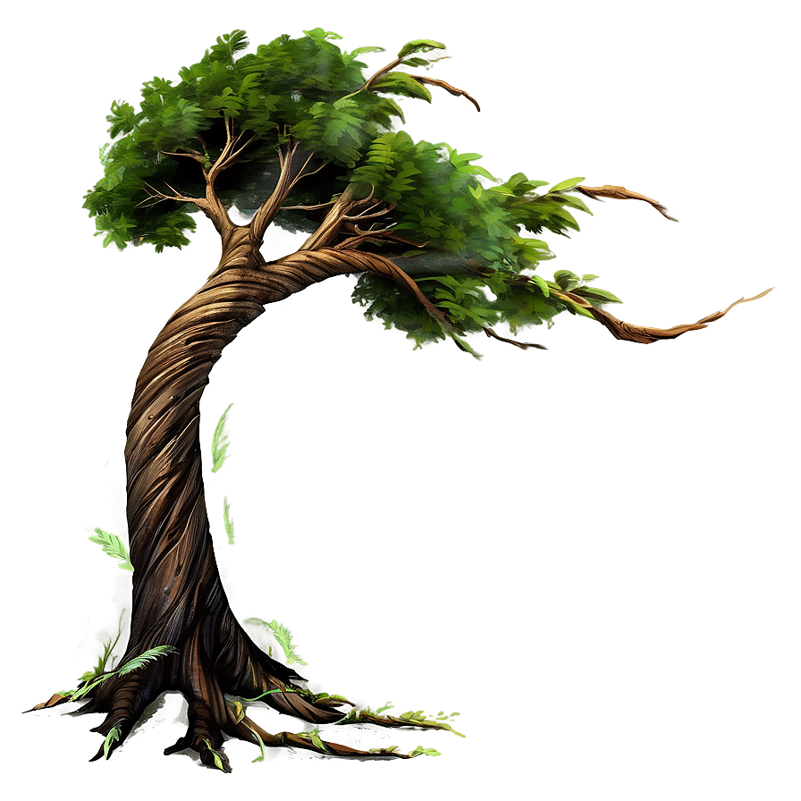 Windblown Tree Design Png 34