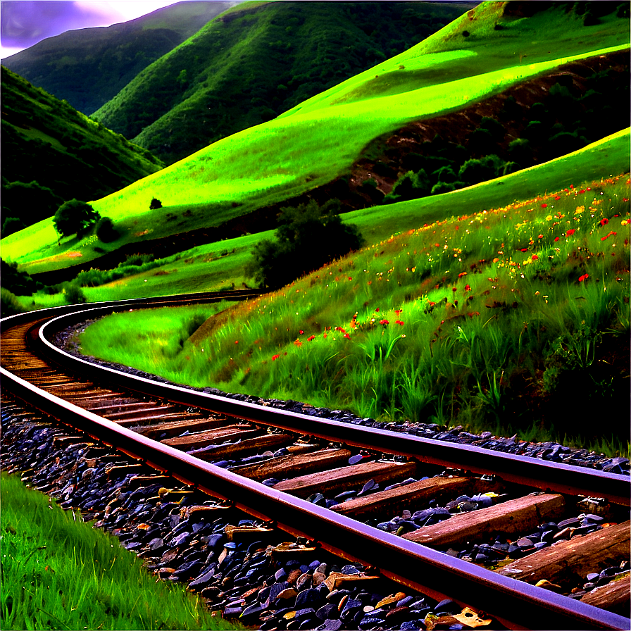 Winding Railroad Tracks Through Hills Png Mrk6