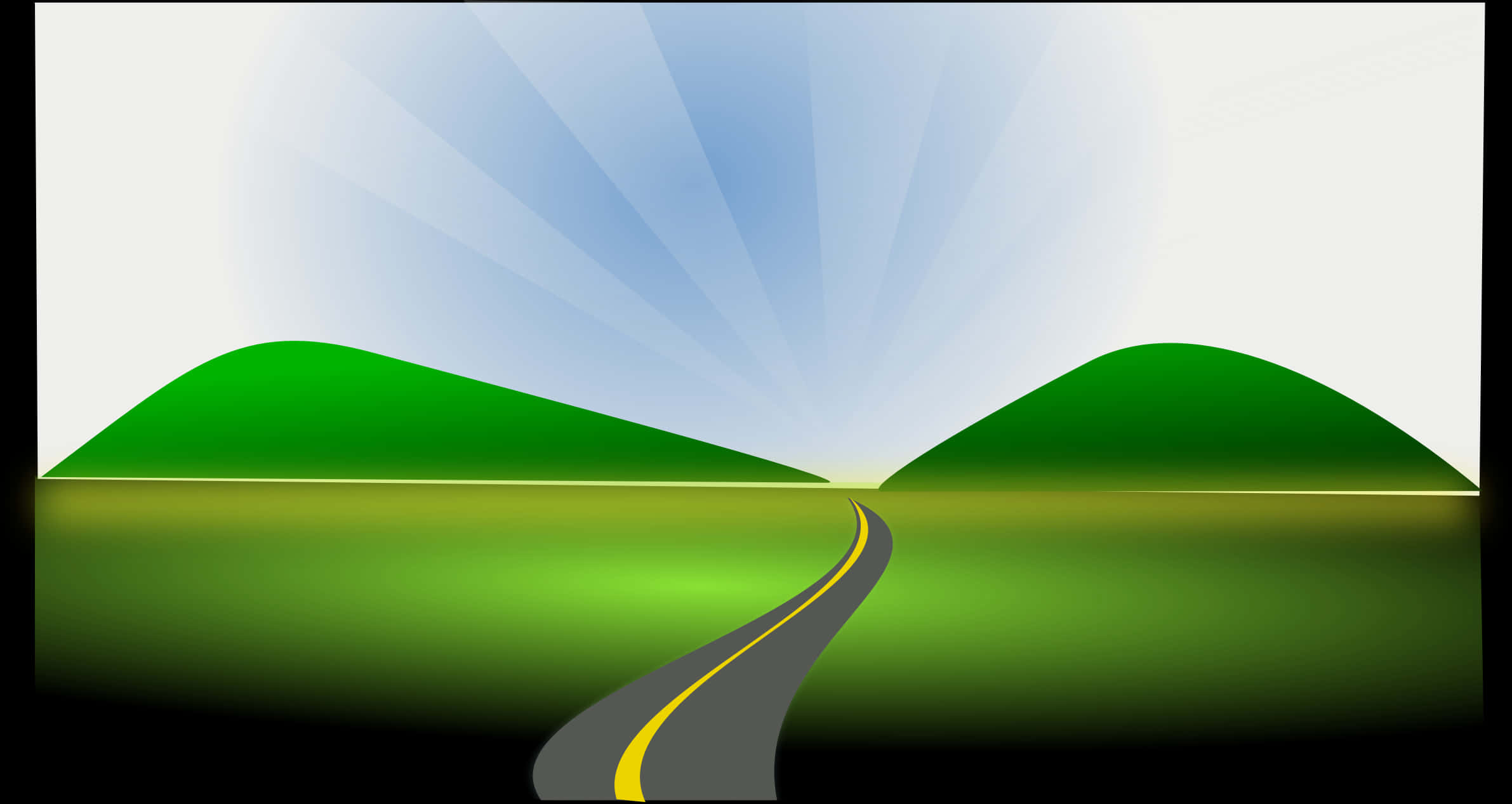 Winding Road Between Green Hills PNG with transparent background