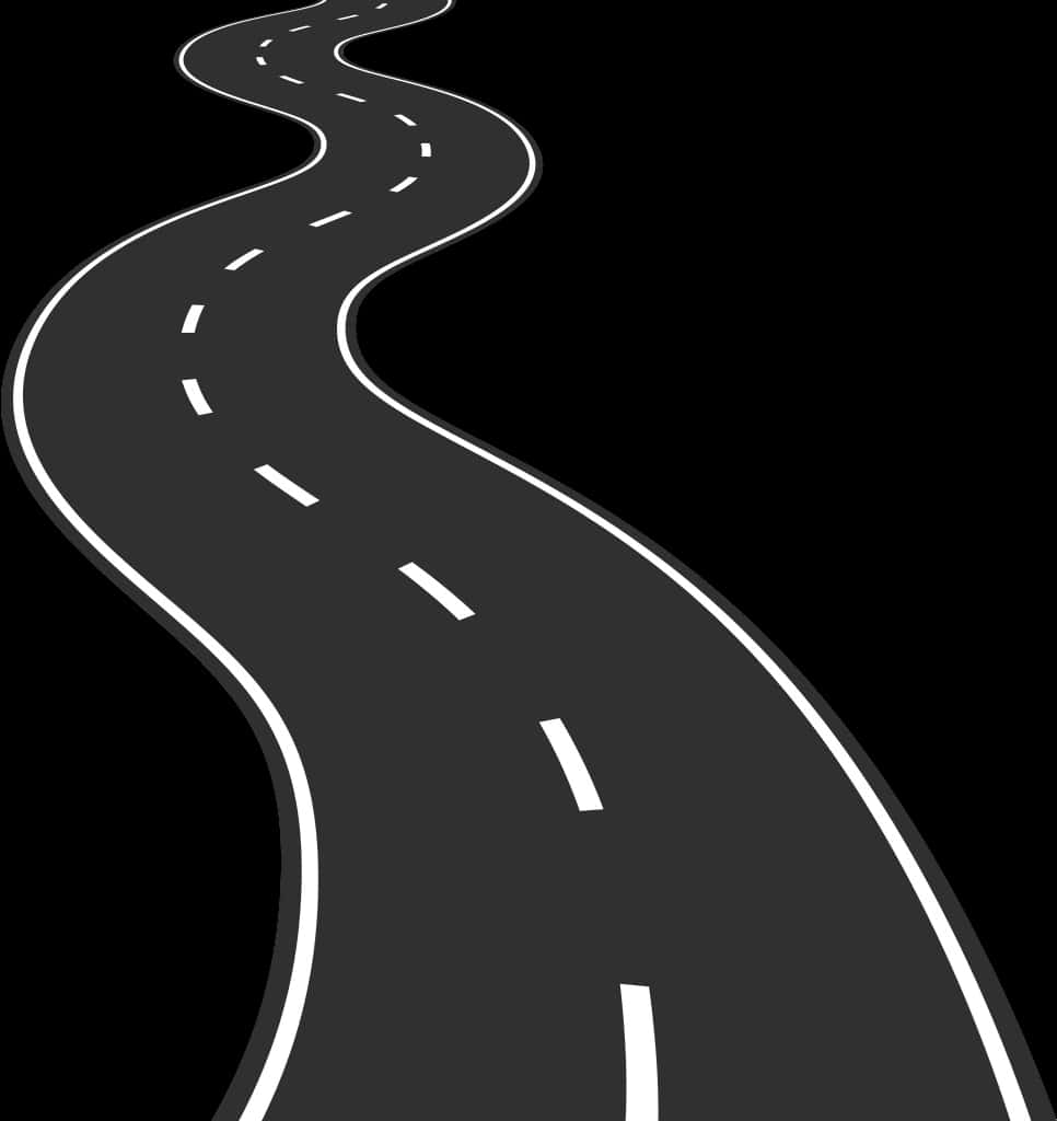 Winding Road Black Background PNG with transparent background