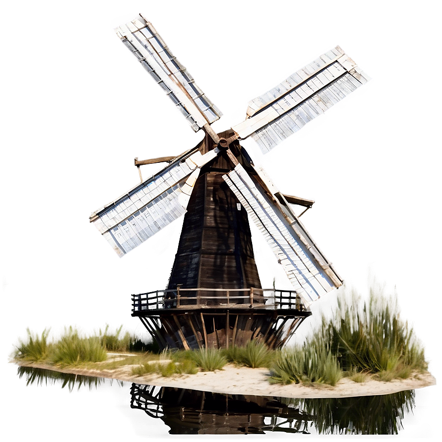 Windmill With Flowing River Png 20