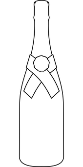 Wine Bottle Silhouette Outline PNG with transparent background