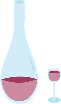 Wine Decanterand Glass Vector PNG with transparent background