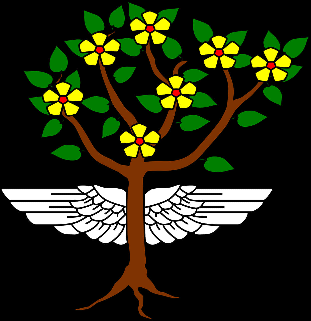 Winged Treewith Flowersand Roots