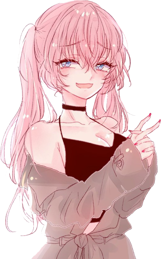 Winking Anime Girl Pink Hair