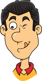 Winking Cartoon Man_ Vector PNG with transparent background