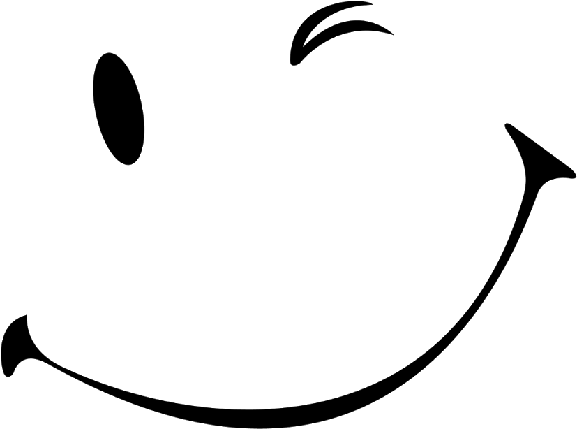 Smiley Transparent - Black And White Wink Smiley Face, HD Png Download PNG with transparent background