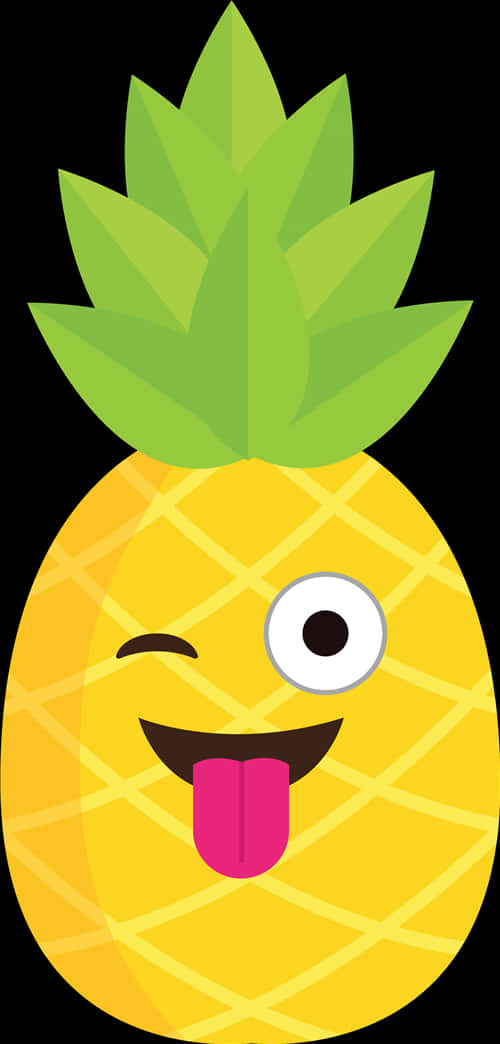 Winking Pineapple Cartoon Graphic