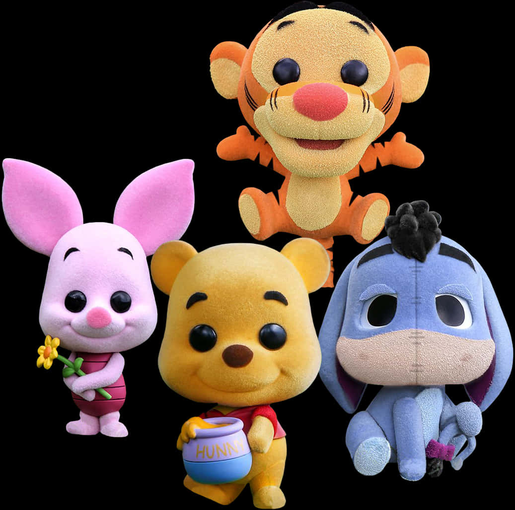 Winnie The Pooh And Friends Plush Toys PNG with transparent background