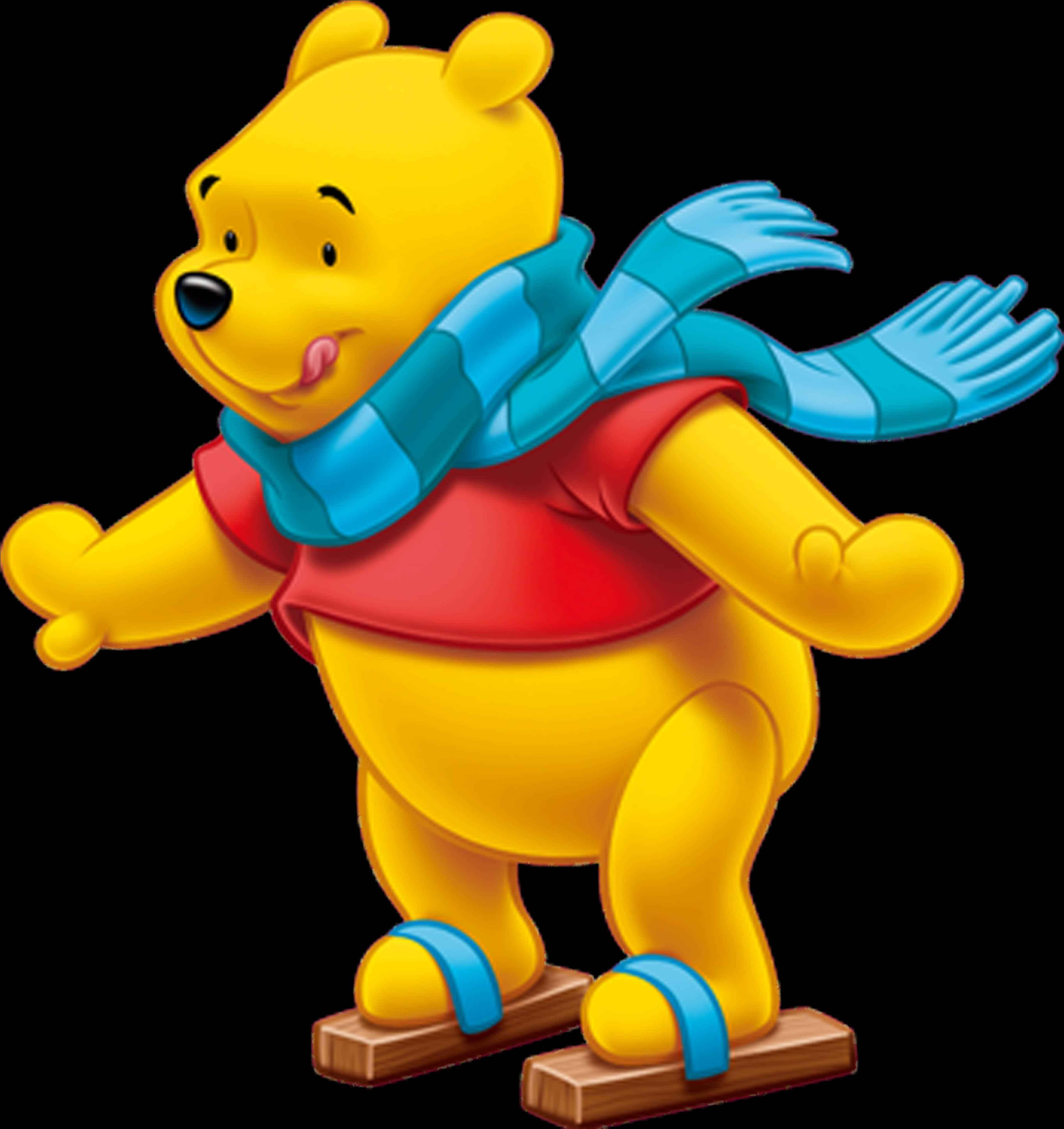 Winnie The Pooh Blue Scarf PNG with transparent background