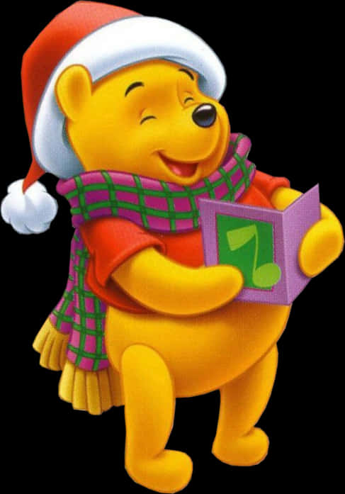Winnie The Pooh Christmas Carol PNG with transparent background