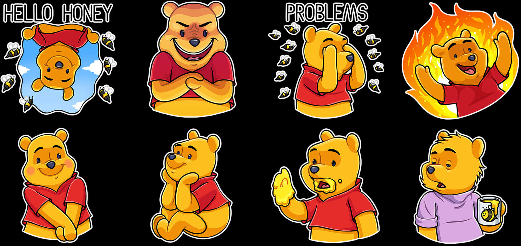 Winnie The Pooh Emotions Compilation PNG with transparent background