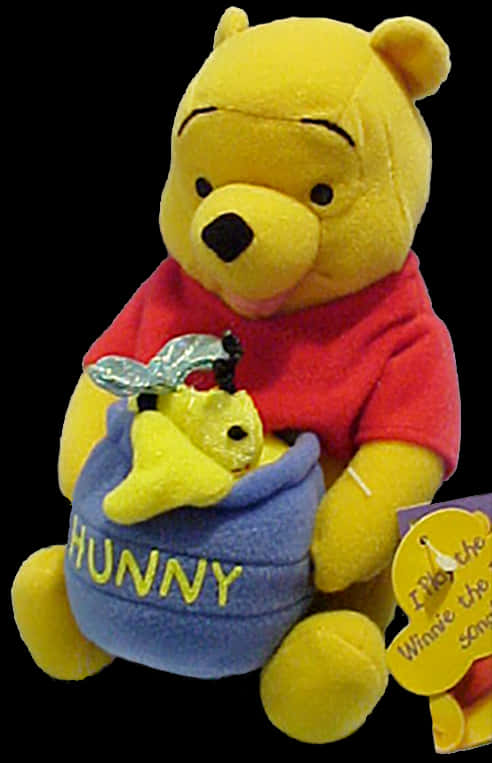 Winnie The Pooh Plush With Honey Pot PNG with transparent background