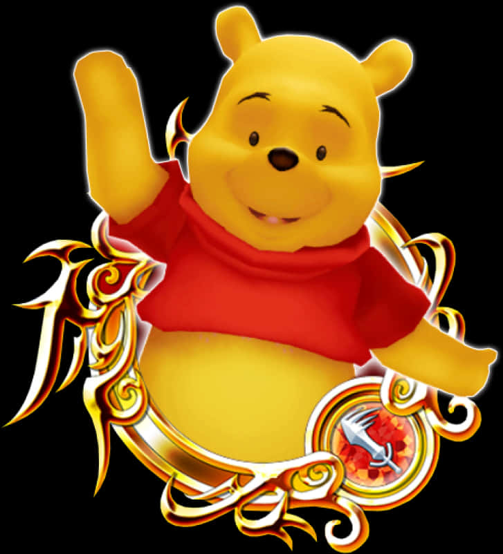Winnie The Pooh Waving PNG with transparent background