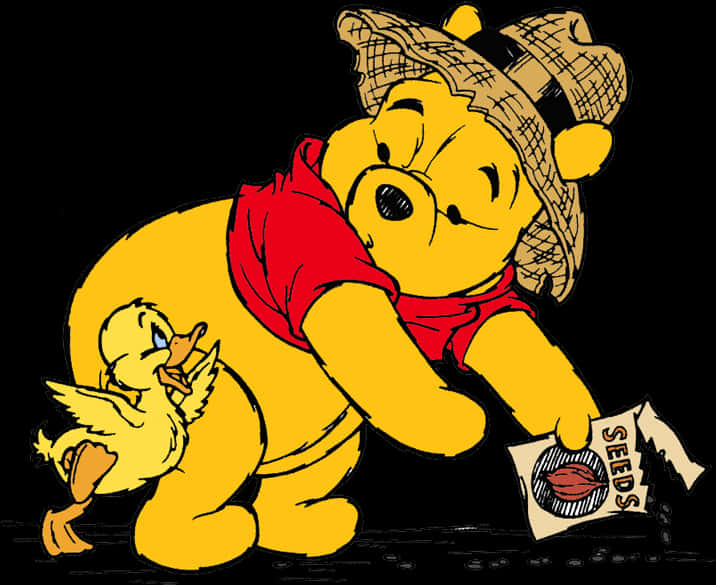 Winnie The Poohand Duckling Friends PNG with transparent background